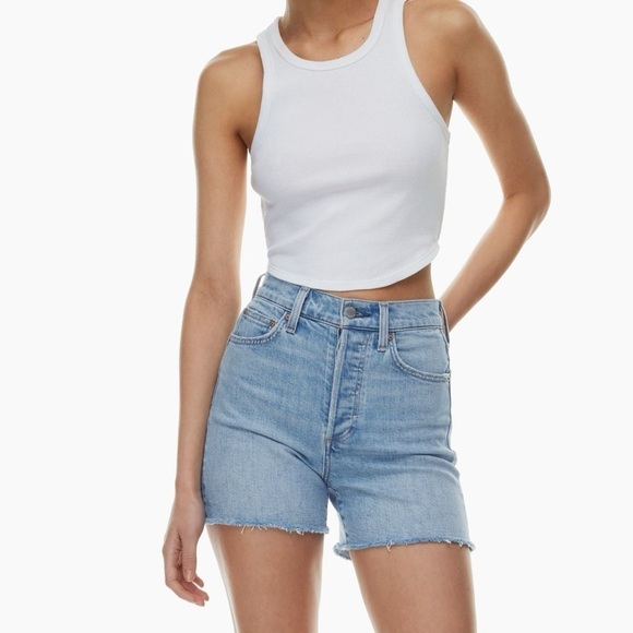 Aritzia Denim Forum The '50s Arlo Hi Mid-Thigh Denim Short - Picture 1 of 13